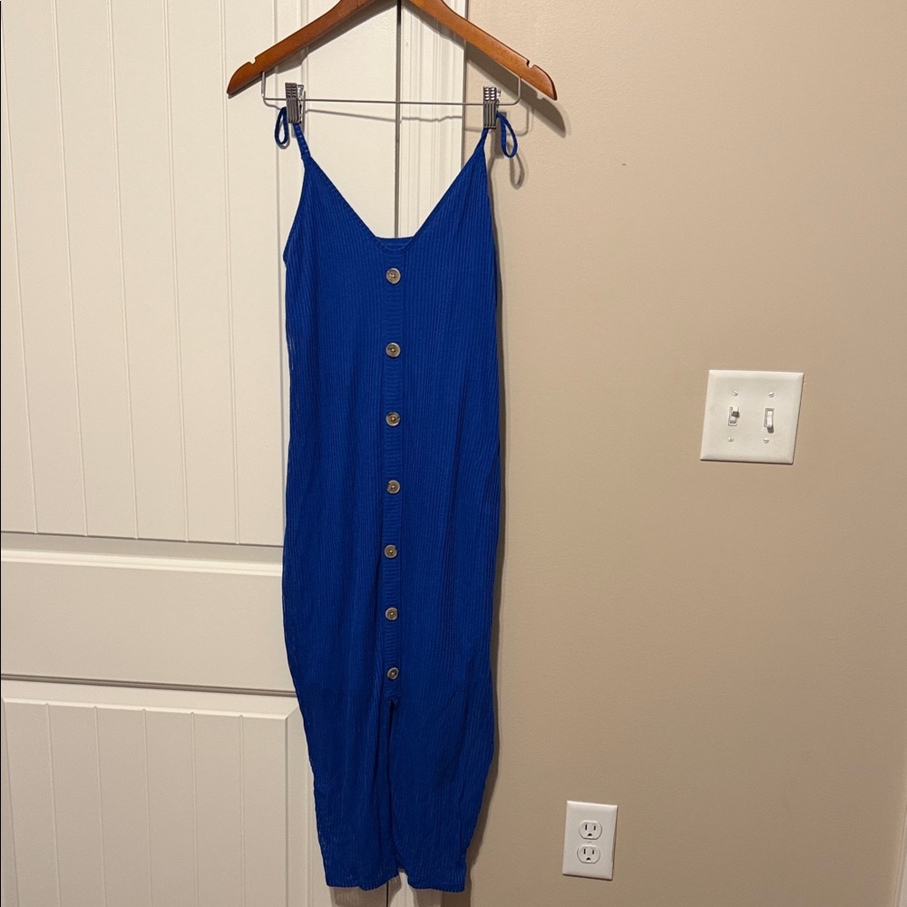 Express Royal Blue Button-Front Midi Dress
